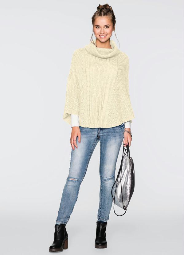 bonprix - Poncho de Tricô Bege 3