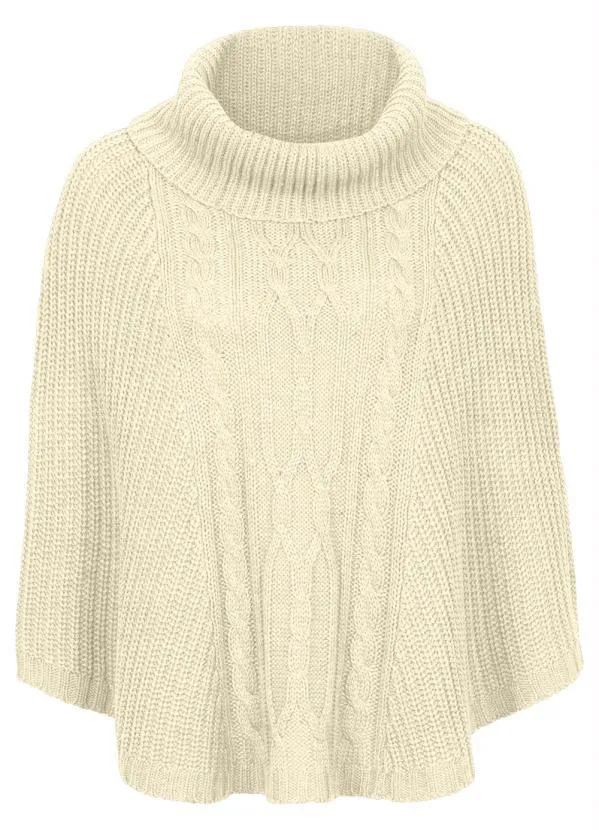 bonprix - Poncho de Tricô Bege 4