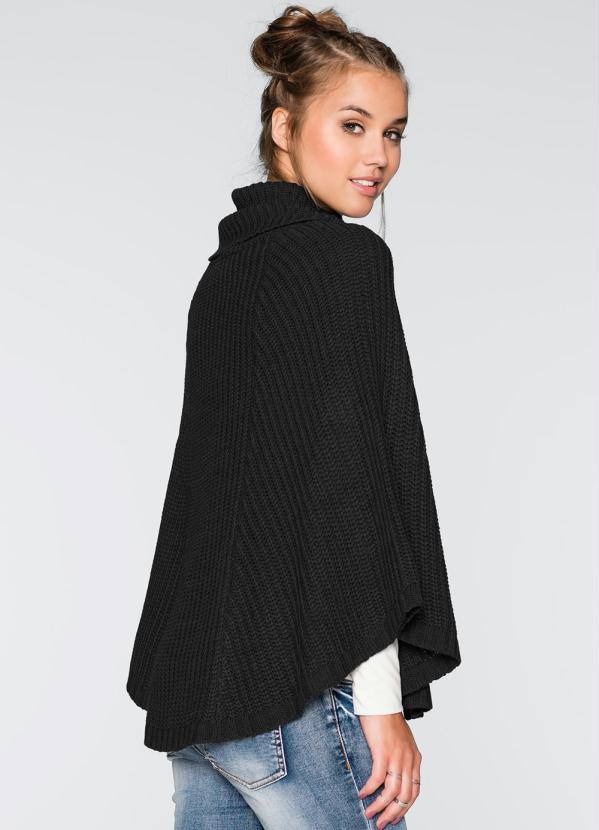bonprix - Poncho de Tricô Preto 2