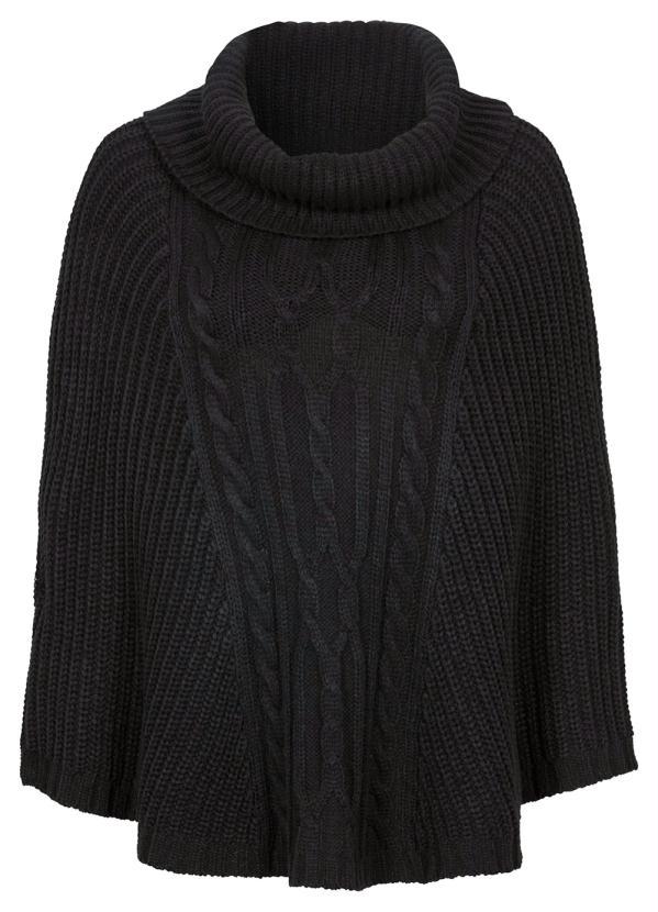 bonprix - Poncho de Tricô Preto 4