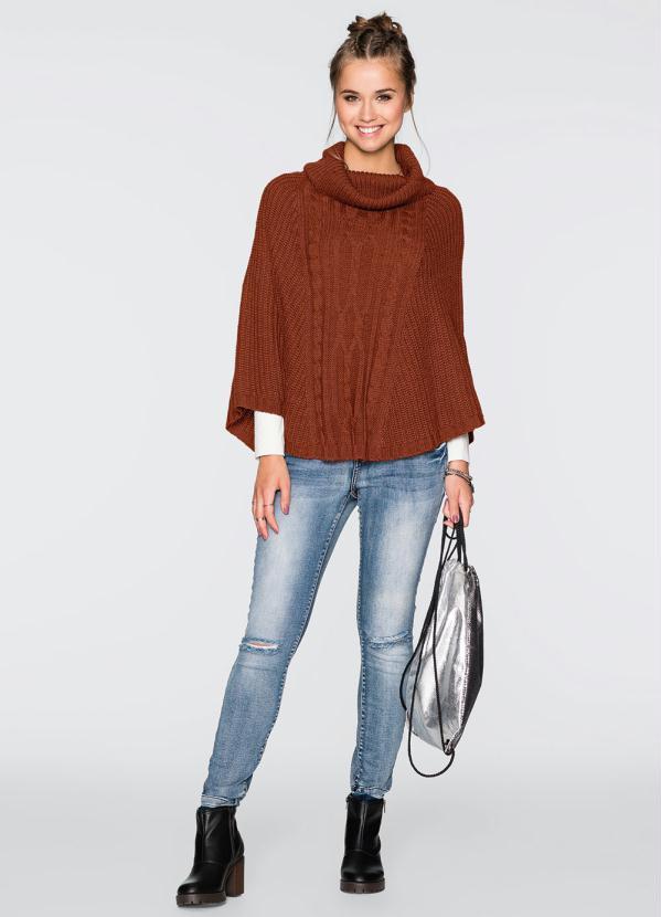 bonprix - Poncho de Tricô Terracotta 3