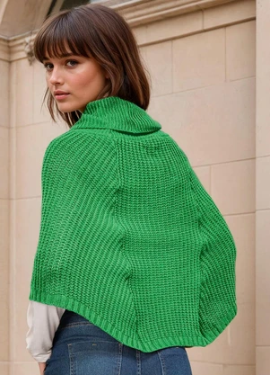 bonprix - Poncho de Tricô Verde Bandeira - BONPRIX