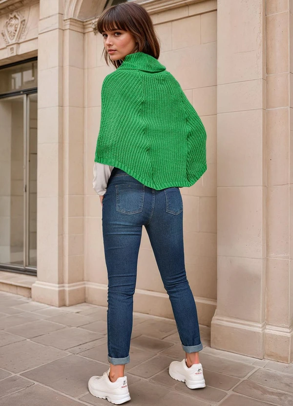 bonprix - Poncho de Tricô Verde Bandeira 4