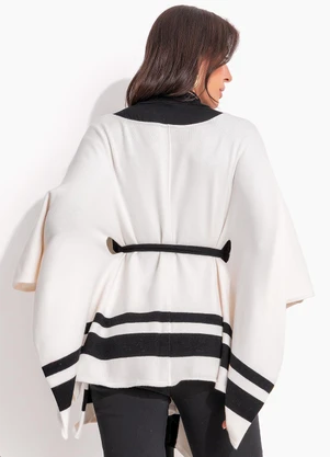 bonprix - Poncho Off White em Tricô Modal - BONPRIX