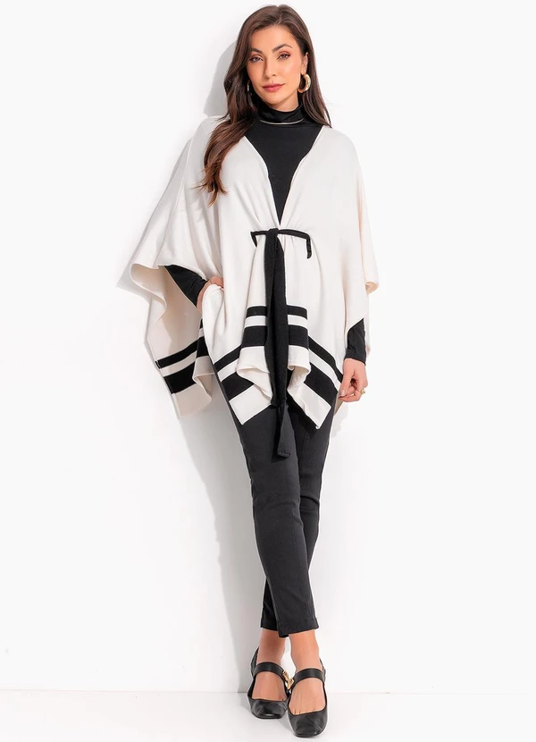 bonprix - Poncho Off White em Tricô Modal 3