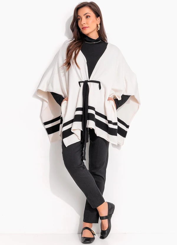 bonprix - Poncho Off White em Tricô Modal 5