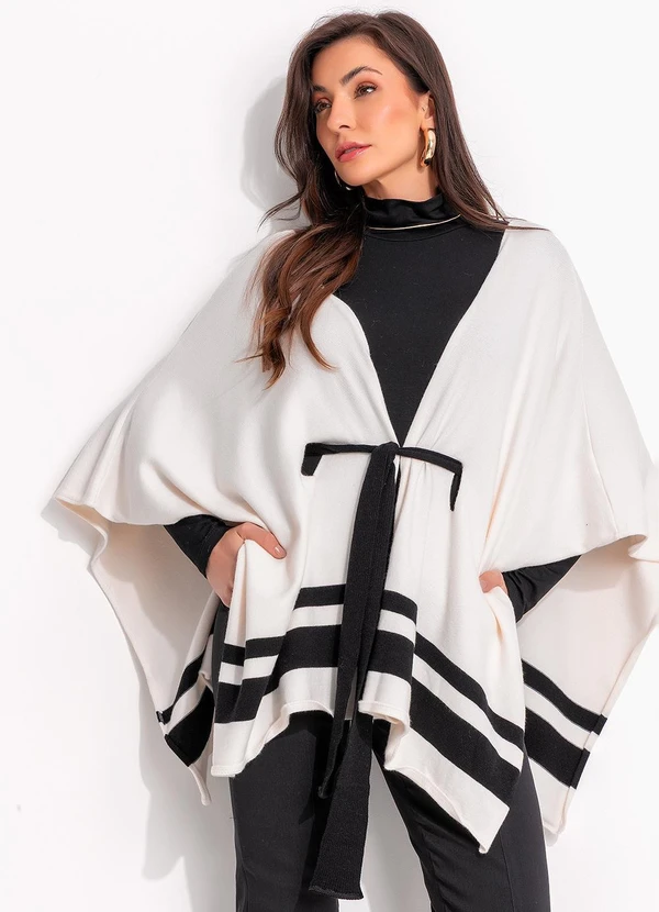 bonprix - Poncho Off White em Tricô Modal 6