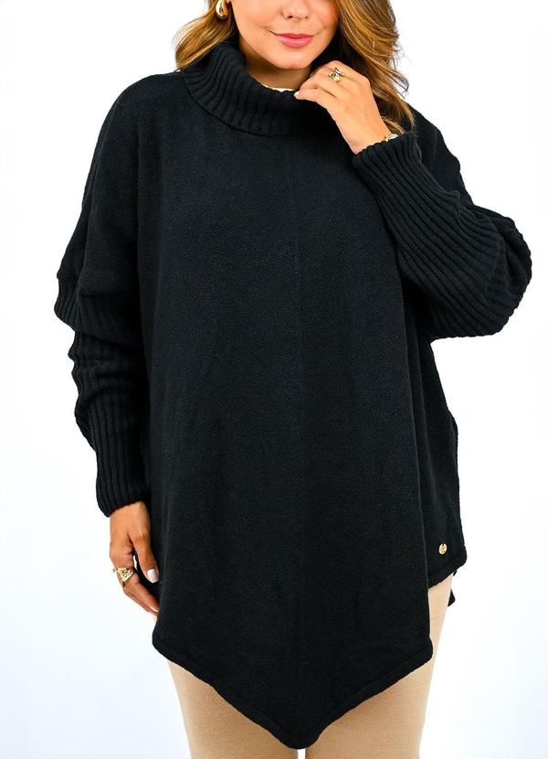 Doce Tom - Poncho Tricot Hayde Preto
