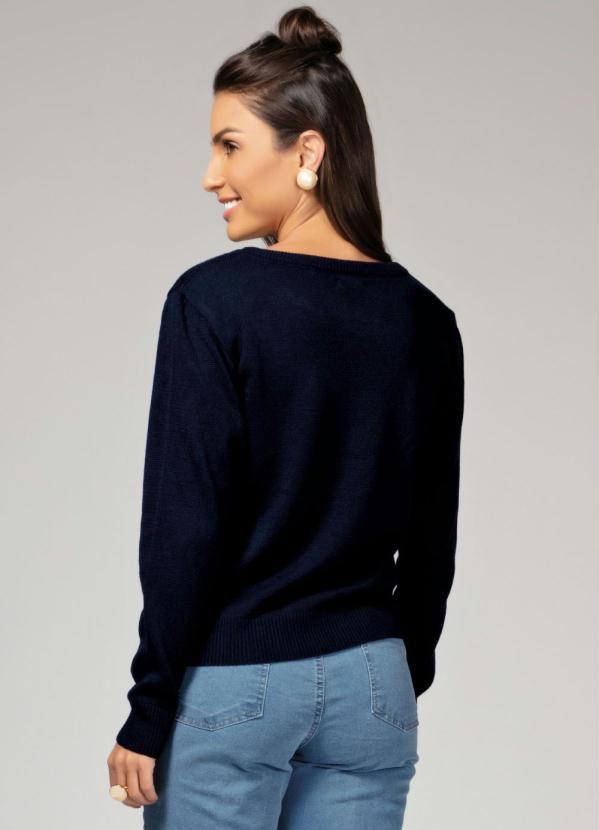 Quintess - Suéter Azul com Franzido no Ombro 2