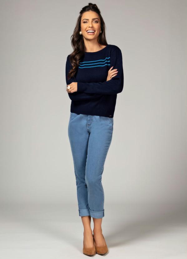 Quintess - Suéter Azul com Franzido no Ombro 3