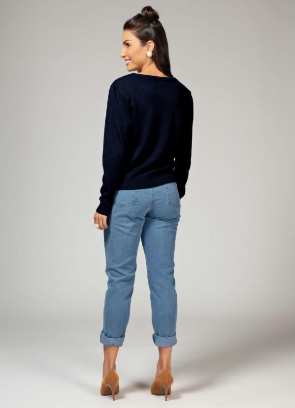 Quintess - Suéter Azul com Franzido no Ombro 4