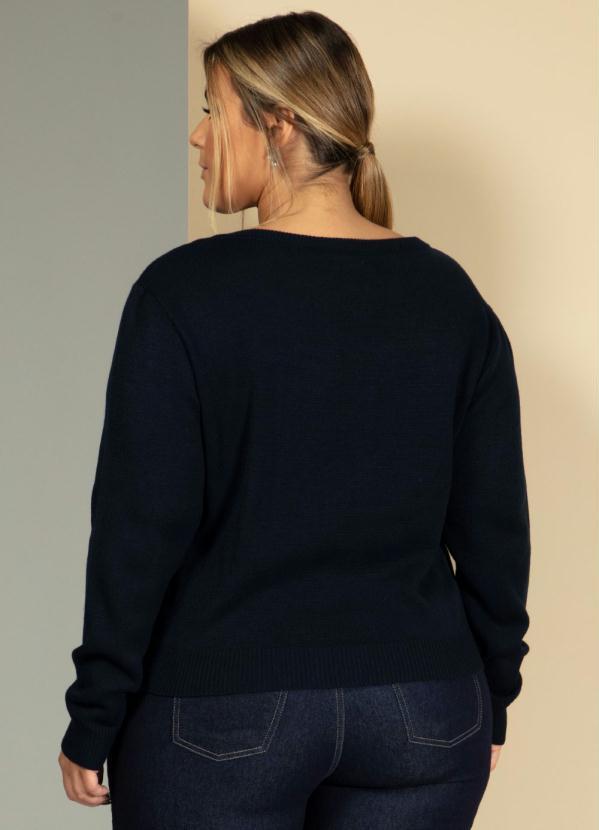 Quintess - Suéter Azul com Franzido no Ombro 6