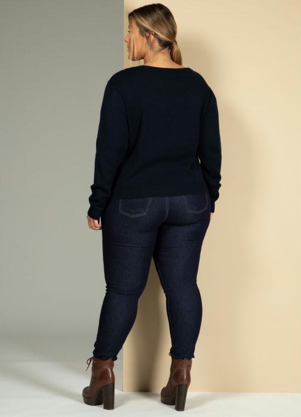 Quintess - Suéter Azul com Franzido no Ombro 8