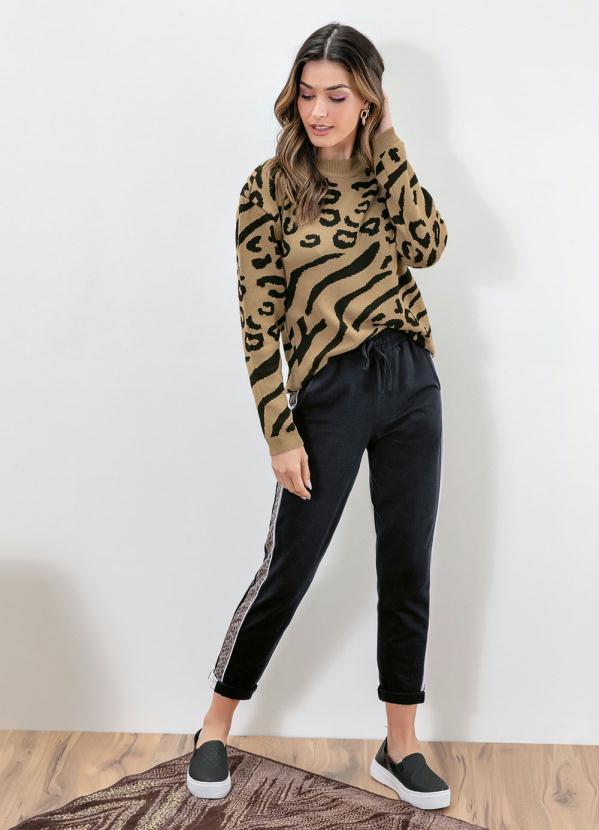 bonprix - Suéter de Tricô Animal Print Onça Marrom 4