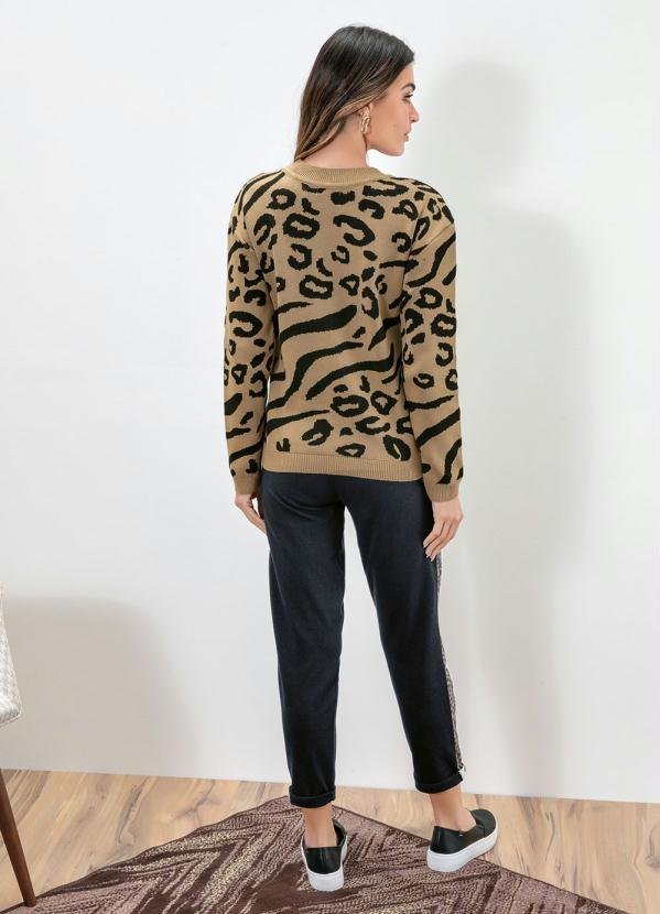 bonprix - Suéter de Tricô Animal Print Onça Marrom 5