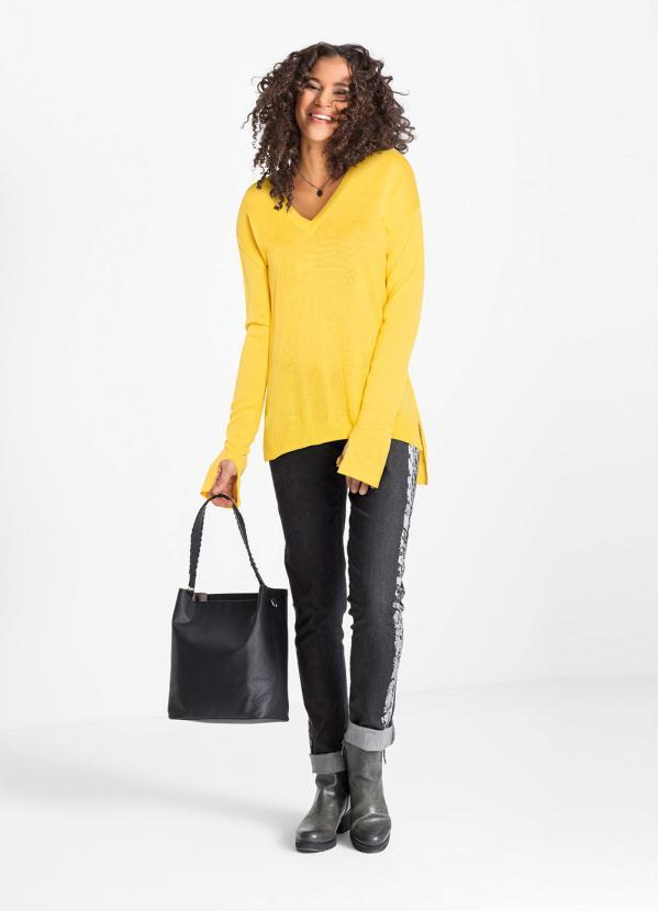 bonprix - Suéter de Tricô Básico Amarelo 3