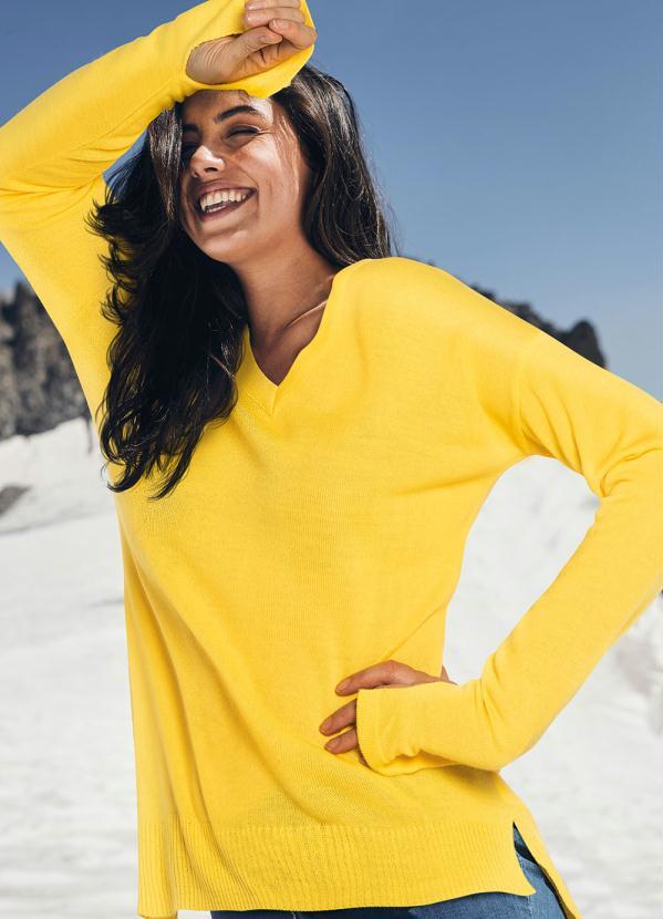 bonprix - Suéter de Tricô Básico Amarelo 4