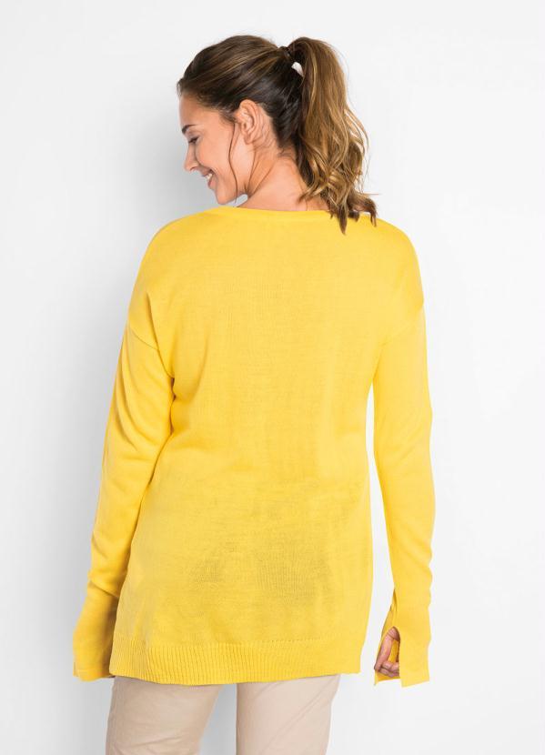 bonprix - Suéter de Tricô Básico Amarelo 6