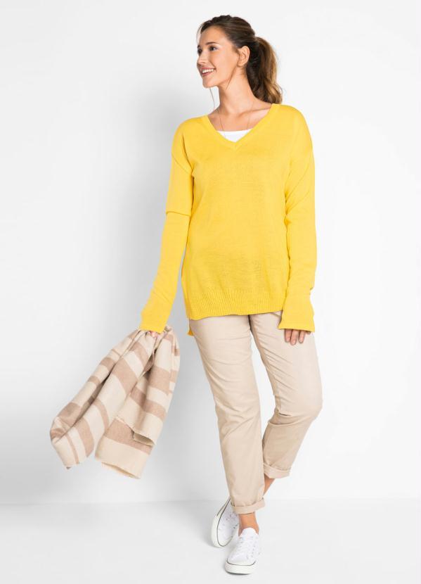 bonprix - Suéter de Tricô Básico Amarelo 7