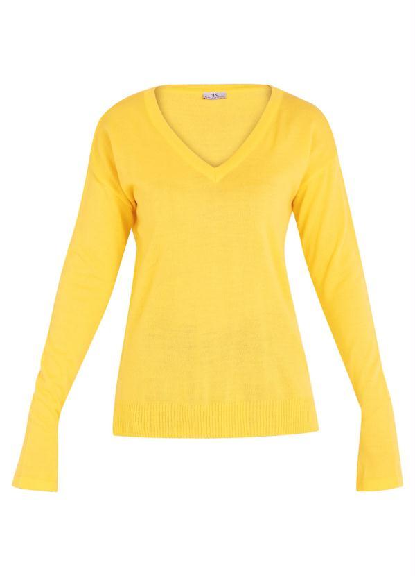 bonprix - Suéter de Tricô Básico Amarelo 8