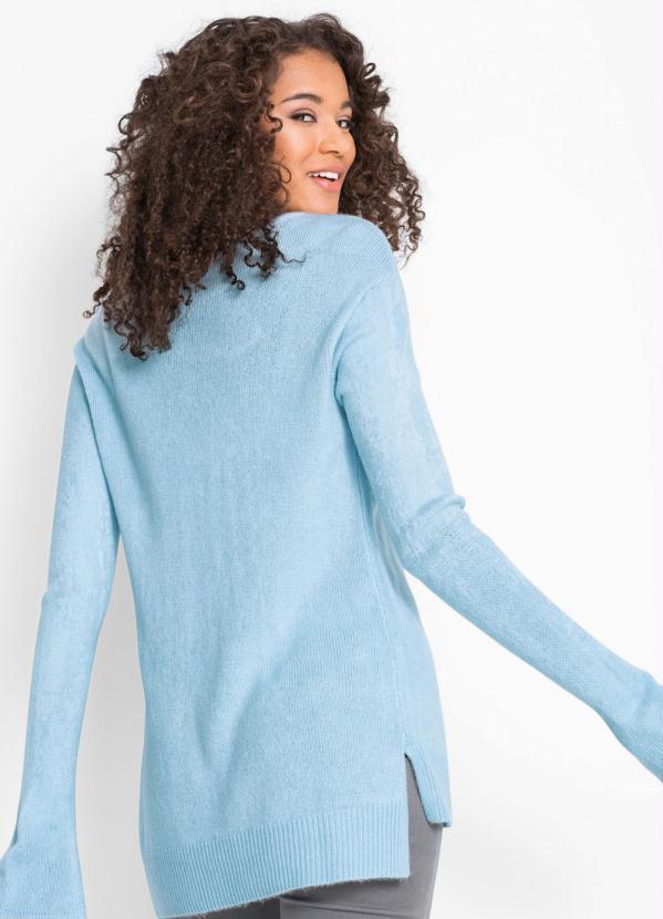 bonprix - Suéter de Tricô Básico Azul Claro 2