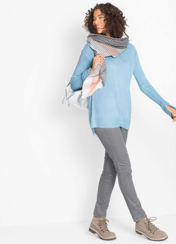 bonprix - Suéter de Tricô Básico Azul Claro 3