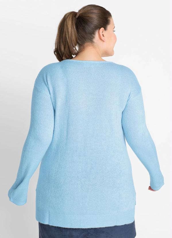 bonprix - Suéter de Tricô Básico Azul Claro 6