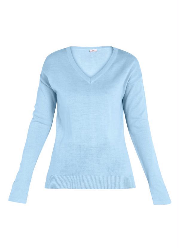 bonprix - Suéter de Tricô Básico Azul Claro 7