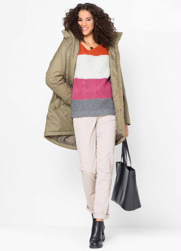 bonprix - Suéter de Tricô Listrado Laranja e Rosa 3