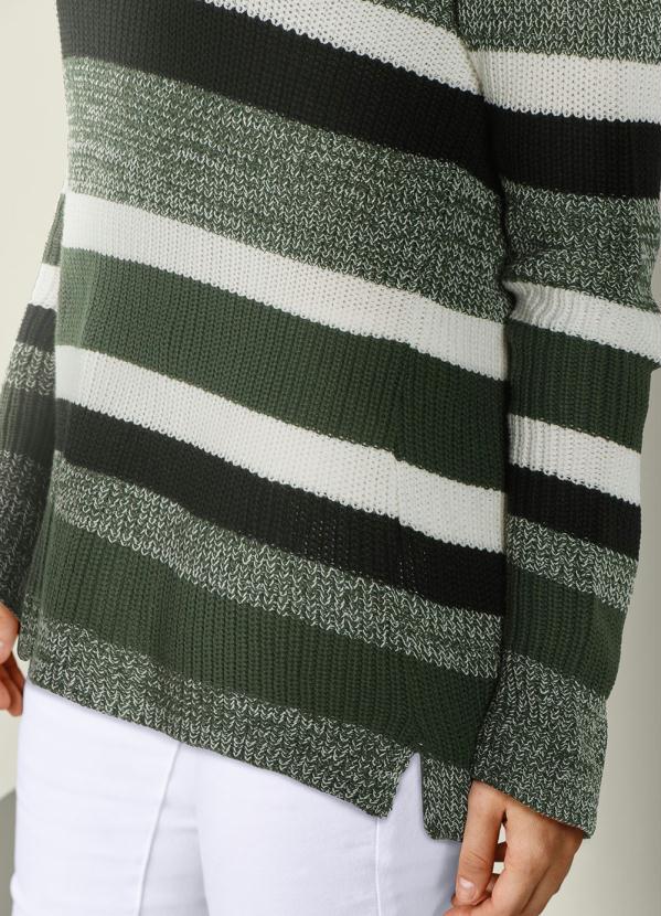 bonprix - Suéter de Tricô Mesclado Listrado Verde Oliva 3