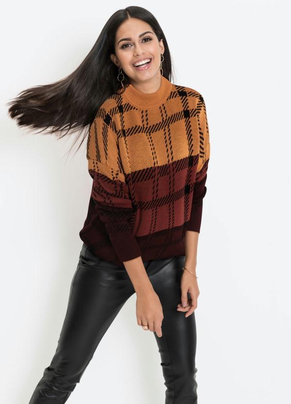 bonprix - Suéter de Tricô Oversized Bordô 3