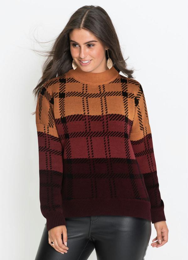 bonprix - Suéter de Tricô Oversized Bordô 5