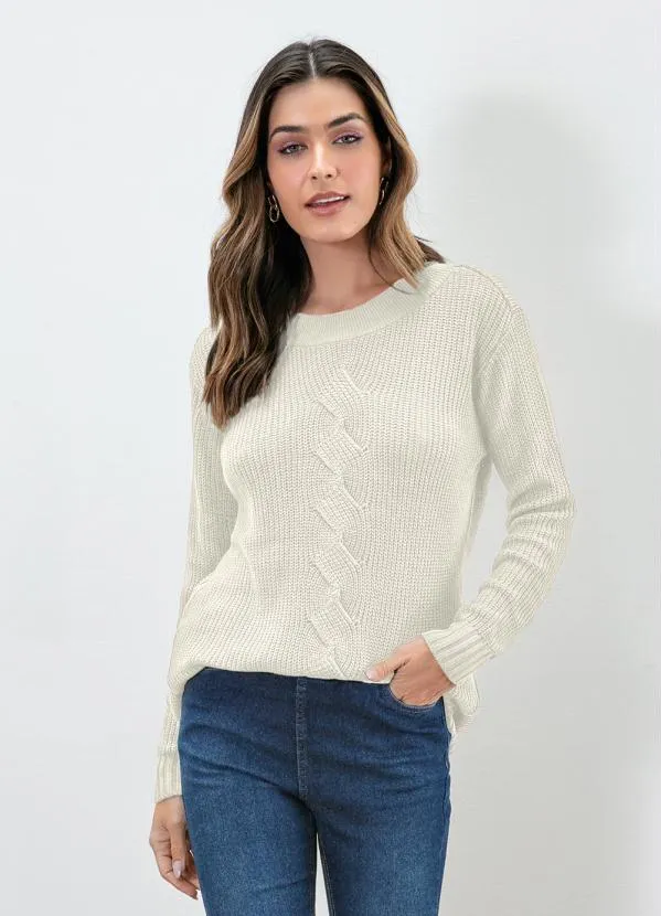 bonprix - Suéter de Tricô Ponto Trabalhado Bege