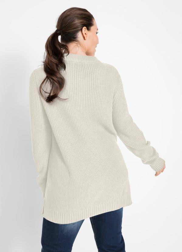 bonprix - Suéter de Tricô Ponto Trabalhado Bege 10