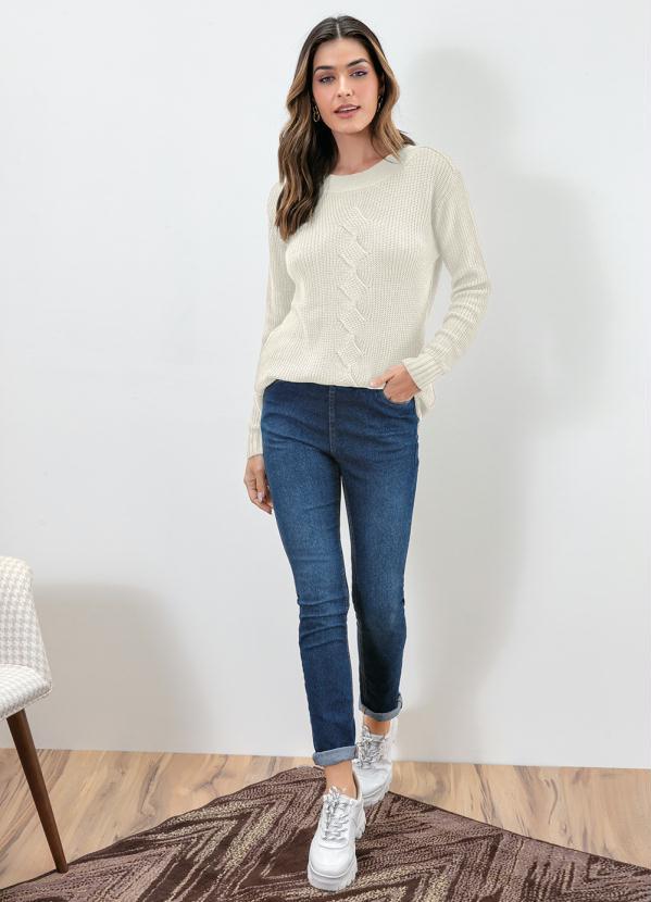 bonprix - Suéter de Tricô Ponto Trabalhado Bege 3