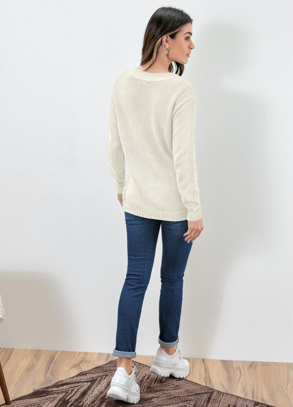 bonprix - Suéter de Tricô Ponto Trabalhado Bege 4