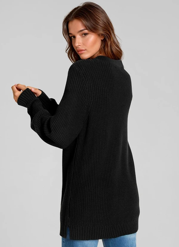 bonprix - Suéter de Tricô Ponto Trabalhado Preto 2