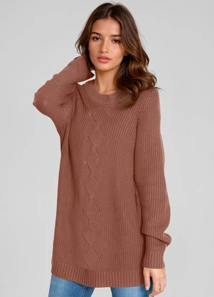bonprix - Suéter de Tricô Ponto Trabalhado Terracota - BONPRIX