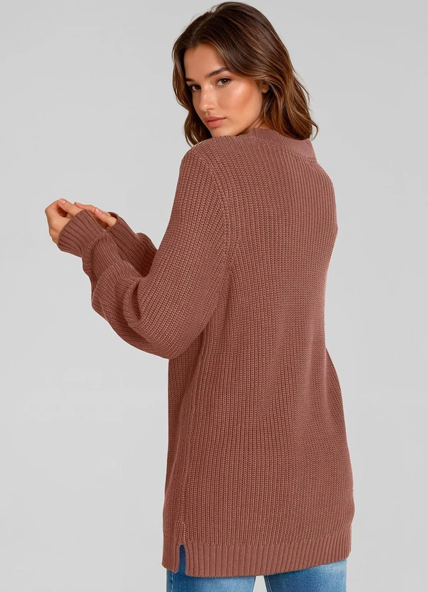 bonprix - Suéter de Tricô Ponto Trabalhado Terracota 2