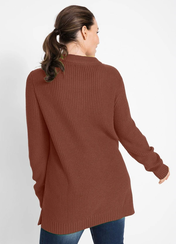 bonprix - Suéter de Tricô Ponto Trabalhado Terracota 4