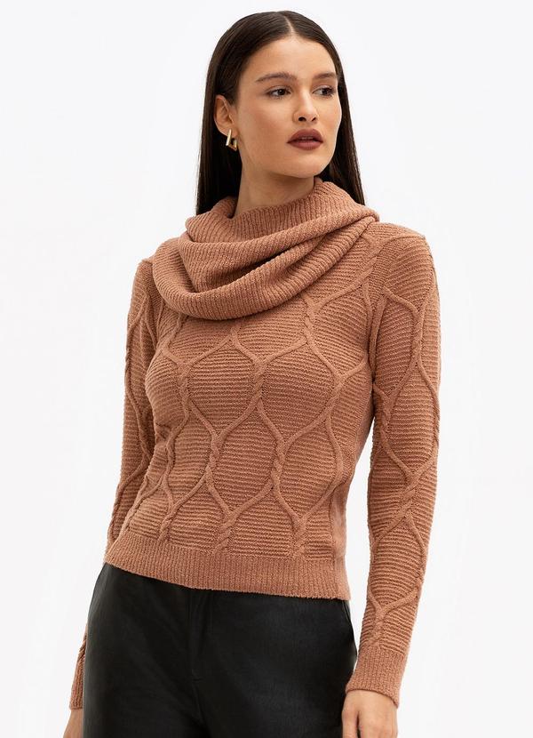 Principessa - Suéter de Tricot Gola Removível Camile Camel
