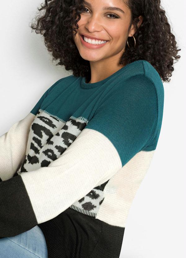 Outlet - Suéter Decote Canoa Verde/Preto 2