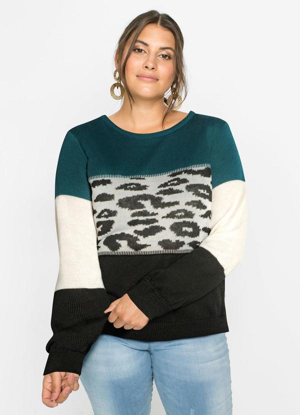 Outlet - Suéter Decote Canoa Verde/Preto 3