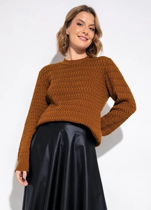 bonprix - Suéter Decote Redondo Ferrugem - BONPRIX