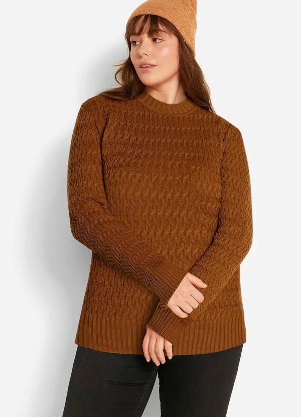 bonprix - Suéter Decote Redondo Ferrugem 8