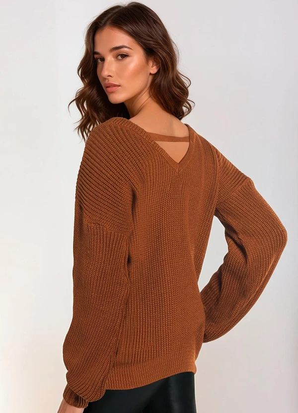 bonprix - Suéter Decote V Ferrugem 2