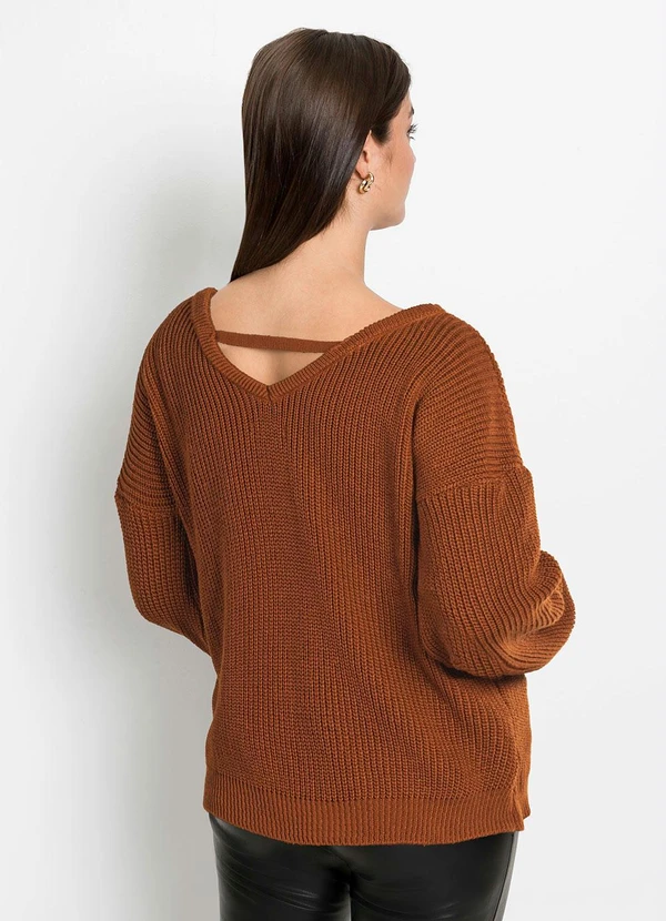 bonprix - Suéter Decote V Ferrugem 4