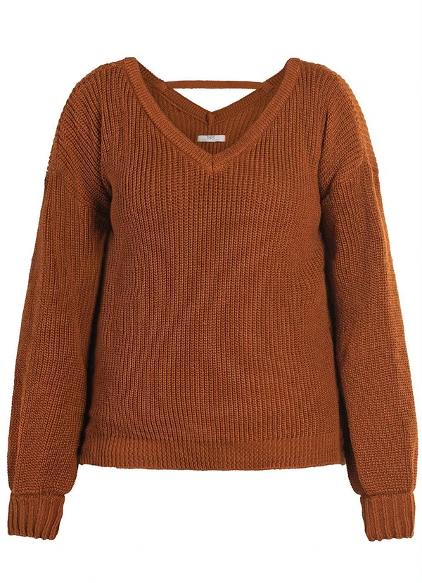 bonprix - Suéter Decote V Ferrugem 6