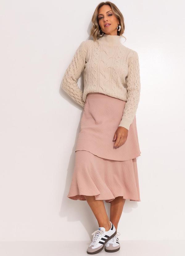 Quintess - Suéter em Tricô Bege Gola Alta 3