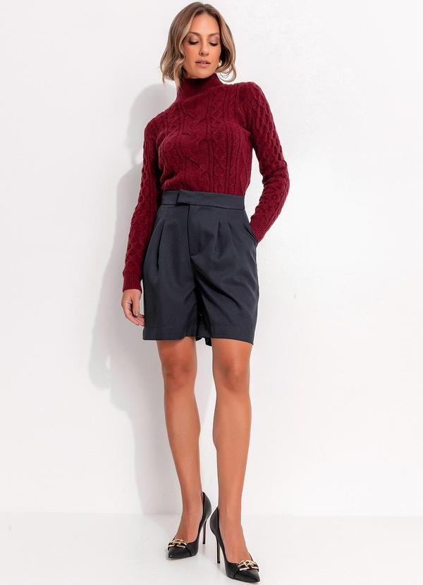 Quintess - Suéter em Tricô Bordô Gola Alta 3